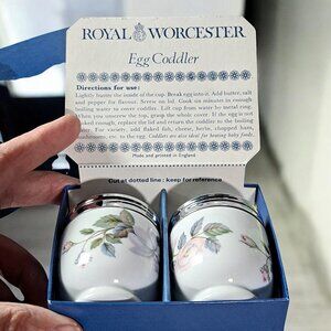 Vintage Royal Worcester June Garland Single Porcelain Egg Coddler Set of 2 box